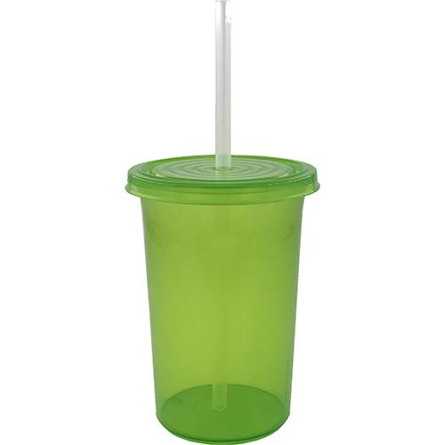 Vaso De Vidrio Con Tapa Y Popote, 16 Oz